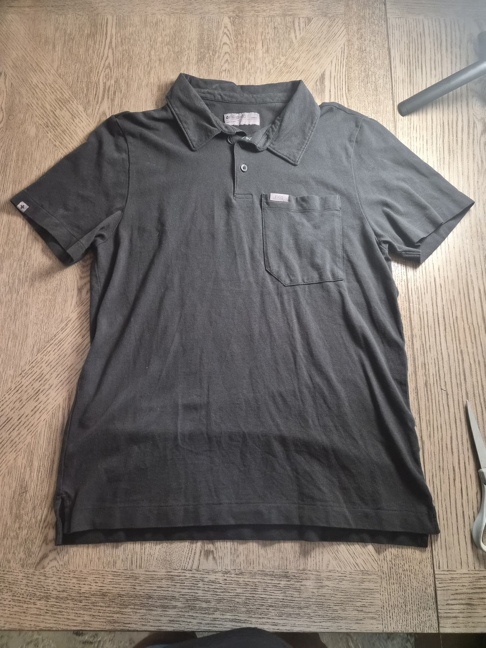 Figs Men's Dark Gray Polo Shirt with Chest Pocket